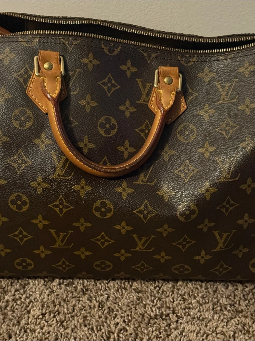 Classic Monogram Leather Travel Bag - Brown